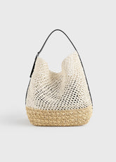Belted paper raffia tote ecru/vanilla