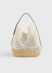 Belted paper raffia tote ecru/vanilla