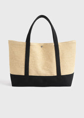 Woven beach tote black/ecru