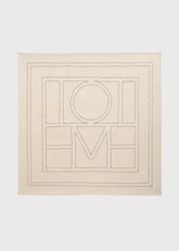 Embroidered monogram silk scarf ivory