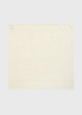 Embroidered monogram silk scarf cream