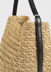 Medium belted paper raffia tote natural