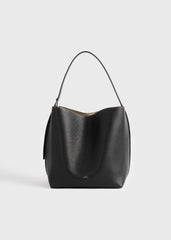 Medium belted grained-leather tote black