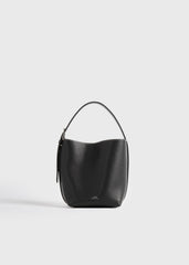 Small belted grained-leather tote black