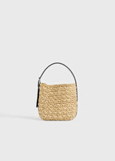 Small belted paper raffia tote natural