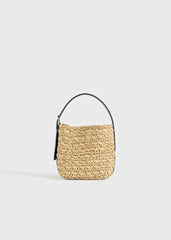 Small belted paper raffia tote natural