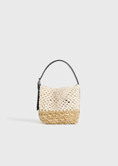 Small belted paper raffia tote ecru/vanilla