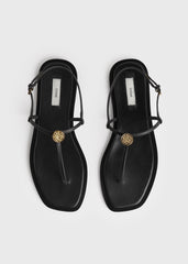 T-strap nappa sandals black