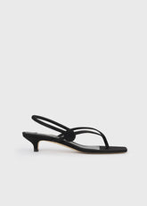 Slingback satin flip flops black