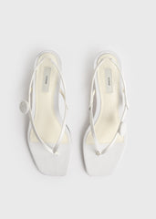 Slingback satin flip flops ecru