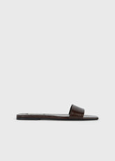Slim lizard-embossed bandeau slides brown