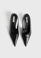 Classic croco-embossed slingbacks black