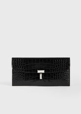 T-lock croco-embossed wallet black