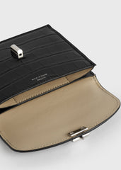 T-lock croco-embossed cardholder black