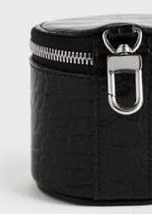 Croco-embossed jewelry box black