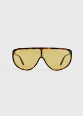 Shield aviator sunglasses dark havana