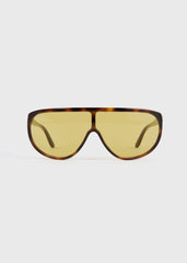 Shield aviator sunglasses dark havana