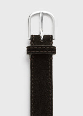 Slim suede trouser belt espresso