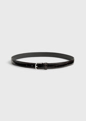 Slim croco-embossed belt chocolate