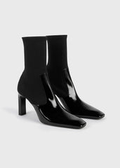 Bar patent boots black