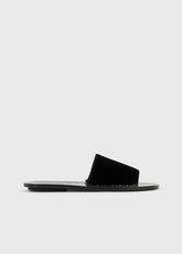 Studded velvet slides black