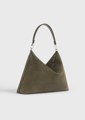 Medium Bevel cord-suede bag dark taupe