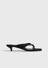 Bow satin sandals black