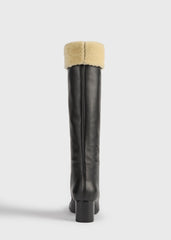 Downtown shearling knee-high boots black/beige
