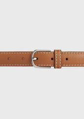 Slim grained-leather trouser belt tan