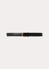 Slim croco-embossed trouser belt black