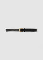 Slim croco-embossed trouser belt black