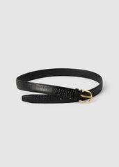 Slim croco-embossed trouser belt black