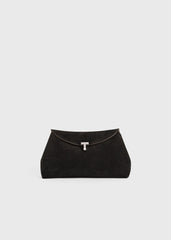 T-lock suede clutch espresso
