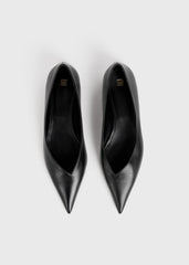 Leather asymmetric ballerinas black