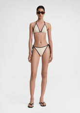 Stripe tie bikini top light hay