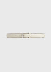 Slim grained-leather trouser belt milk
