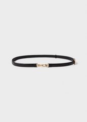 Double clasp croco-embossed belt black