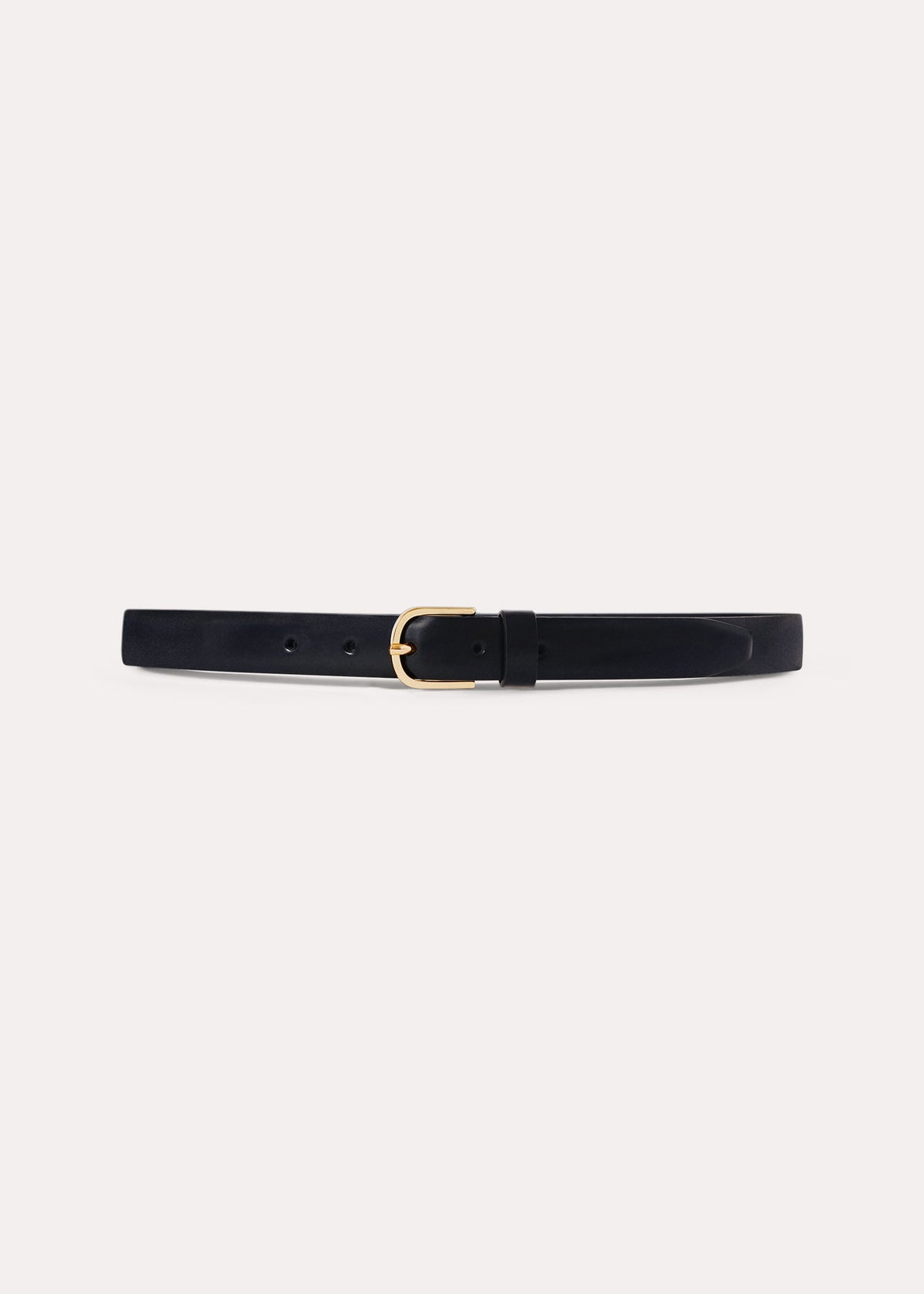 Slim leather trouser belt black