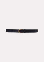 Slim leather trouser belt black