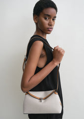 T-lock canvas clutch ecru/tan