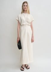 Slouch waist crinkled dress cream