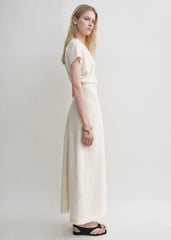 Slouch waist crinkled dress cream