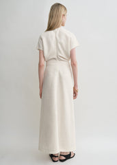 Slouch waist crinkled dress cream