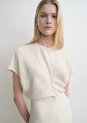 Slouch waist crinkled dress cream