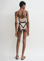 Monogram swimsuit beige