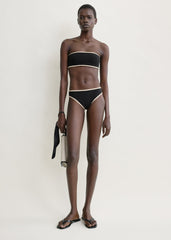 Stripe edge strapless bikini top black