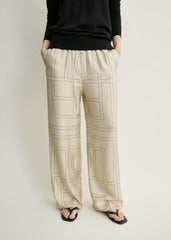 Monogram silk pj bottoms ivory