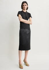 Duchess satin pencil skirt black