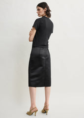 Duchess satin pencil skirt black
