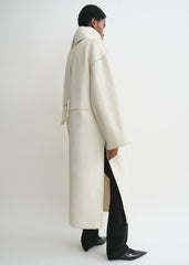Embroidered scarf coat off white